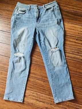 Judy Blue Light Blue Distressed Boyfriend Jeans Star Pocket Size 18W